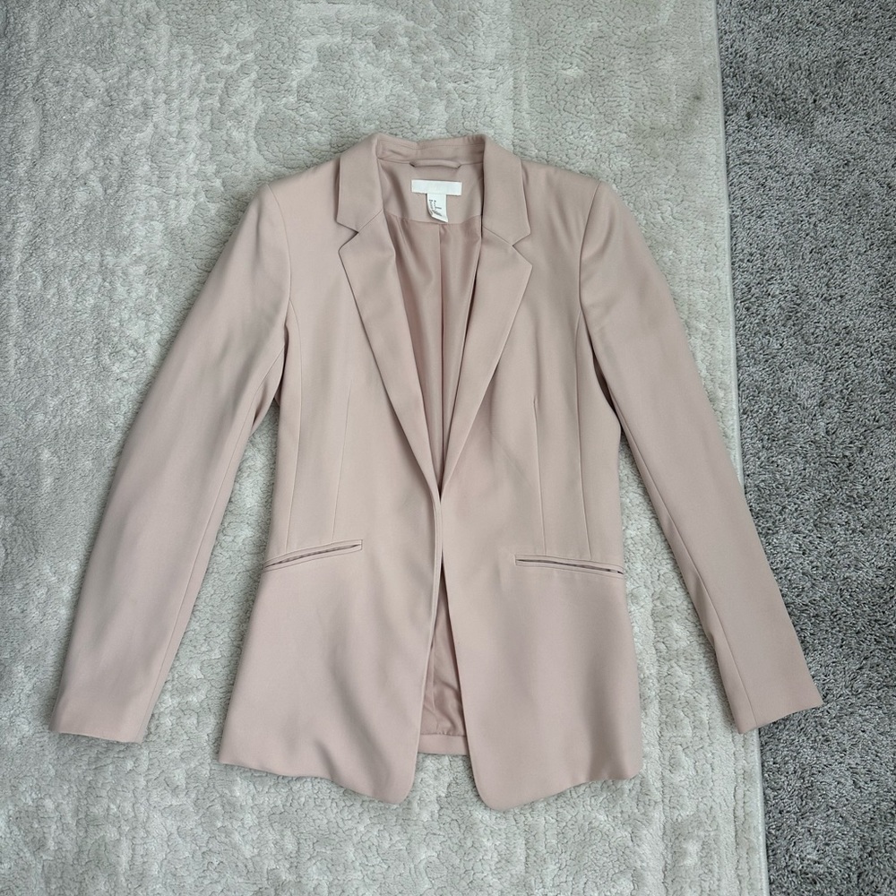 H&M pale pink/cream tailored blazer jacket